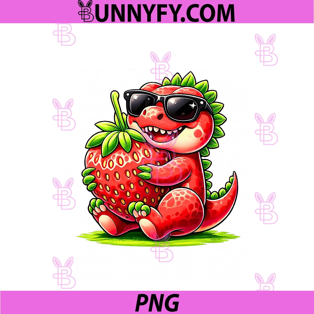 Strawberry Summer Fruit Lover PNG, Dinosaur T Rex PNG