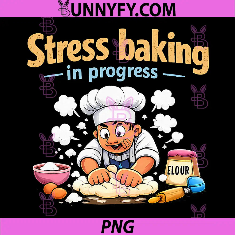 Stress Baking in Progress PNG, Cartoon Baker Design PNG