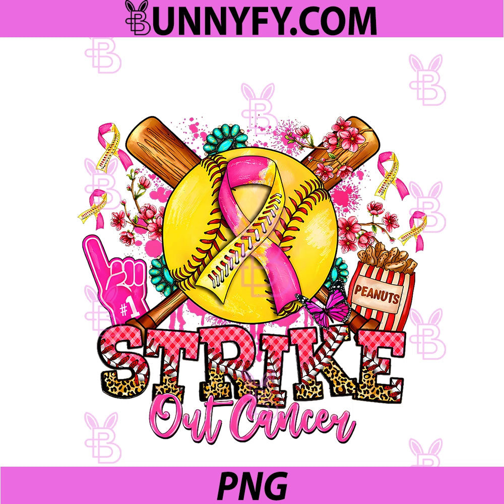 Strike Out Breast Cancer Softball PNG, Breast Cancer Awareness PNG