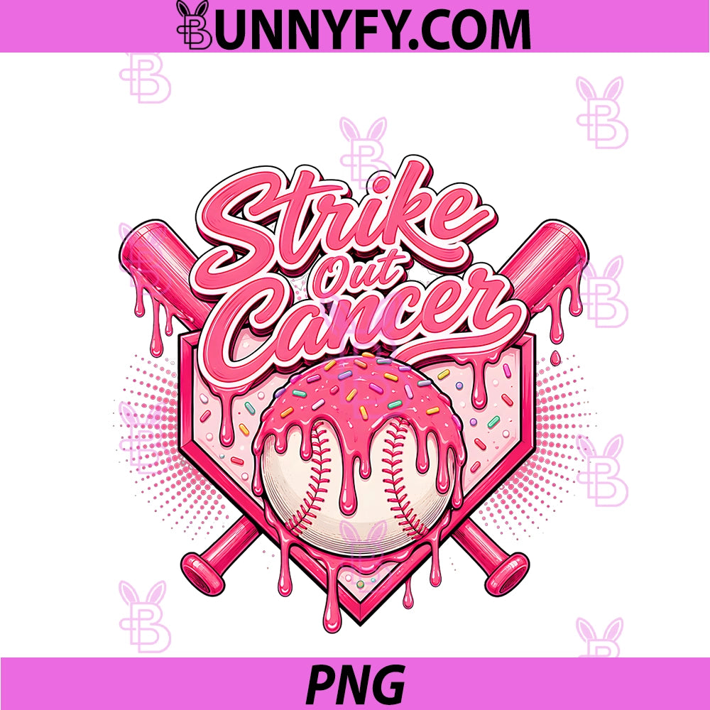 Strike Out Cancer Breast Cancer PNG, Awareness Baseball Drip Boy PNG