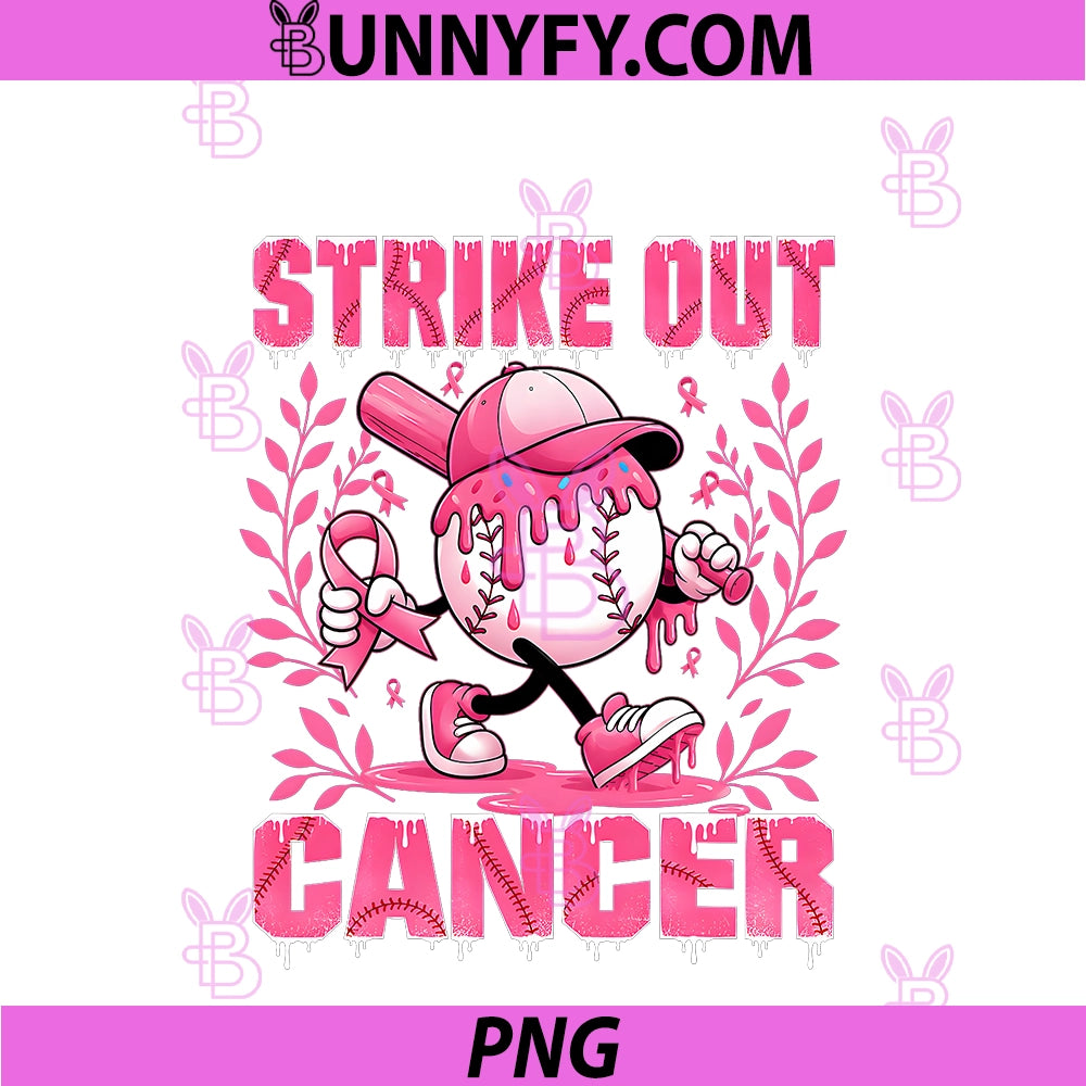 Strike Out Cancer Drip PNG, Baseball Breast Cancer Awareness Boy PNG