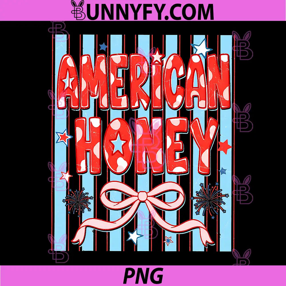 Striped American Honey PNG, Coquette Bow 4th of July USA PNG