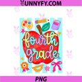 Striped Floral Fourth Grade PNG, Back To School Apple 4th Grade PNG