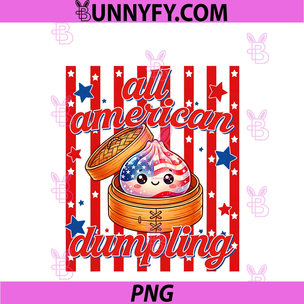 Striped Funny All American Dumpling Cute PNG, Girly 4th Of July PNG