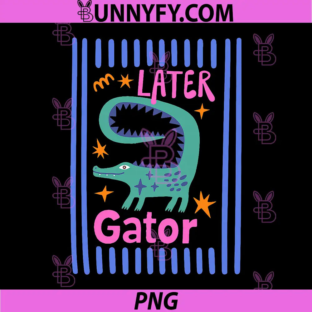 Striped Funny Alligator PNG, Later Gator PNG