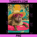 Summer Capybara with Sunglasses PNG, Tropical Animal Pool Party PNG
