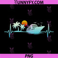 Summer Cruise Heartbeat Design PNG, Tropical Ship Sunset Art PNG