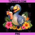 Summer Dodo with Drink PNG, Cute Tropical Flowers PNG
