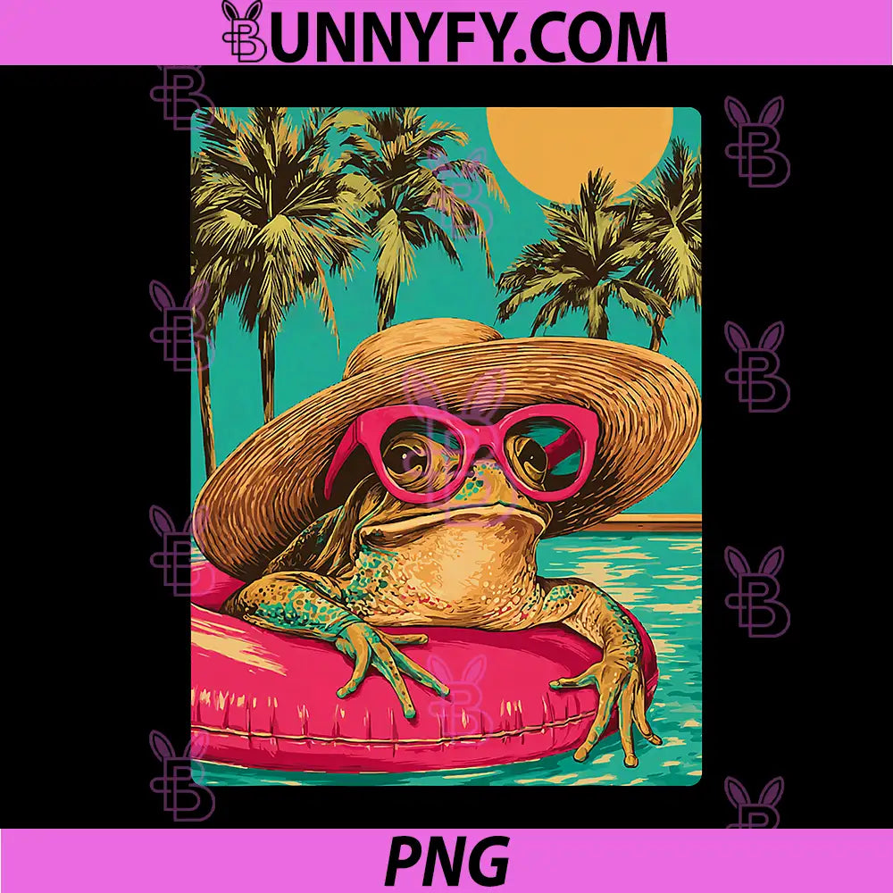 Summer Frog with Sunglasses PNG, Tropical Animal Pool Party PNG