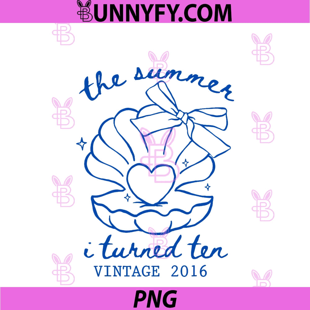 Summer I Turned Ten Vintage 2016 PNG, 10th Birthday Girl Summer PNG