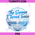 Summer I Turned Twelve PNG, 12th Birthday Seashell Girl Kids PNG