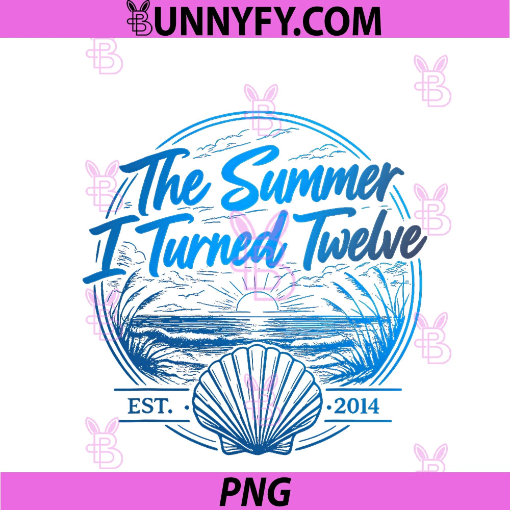 Summer I Turned Twelve PNG, 12th Birthday Seashell Girl Kids PNG