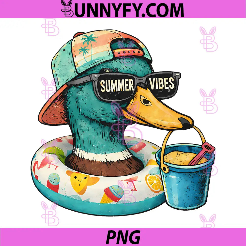 Summer Vibes Duck PNG, Funny Beach Vacation PNG