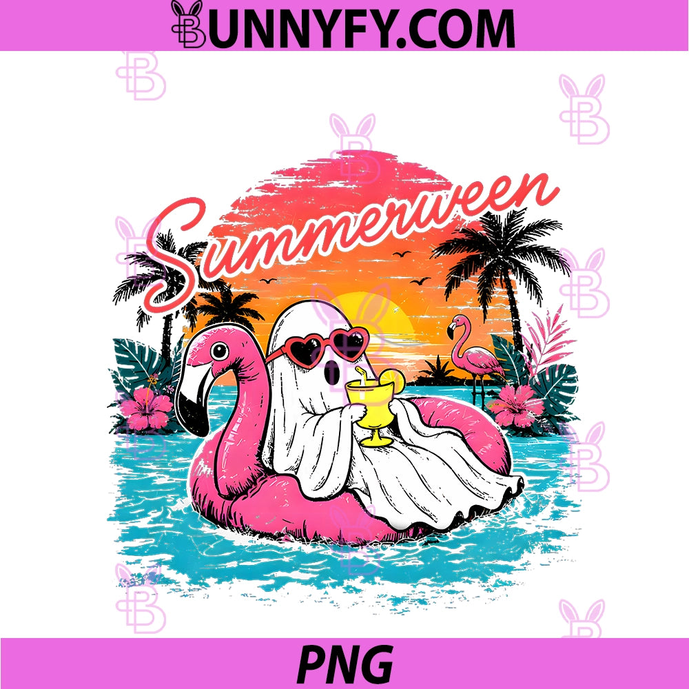 Summerween Funny Ghost Summer PNG, Halloween Vacation PNG