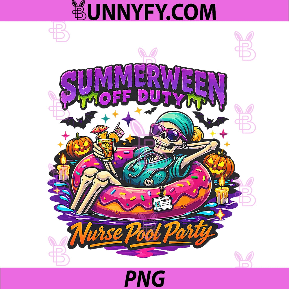 Summerween Nurse PNG, Skeleton Spooky Summer PNG