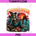 Summerween PNG, Witch Mermaid Spooky Summer Vacation Apparel PNG