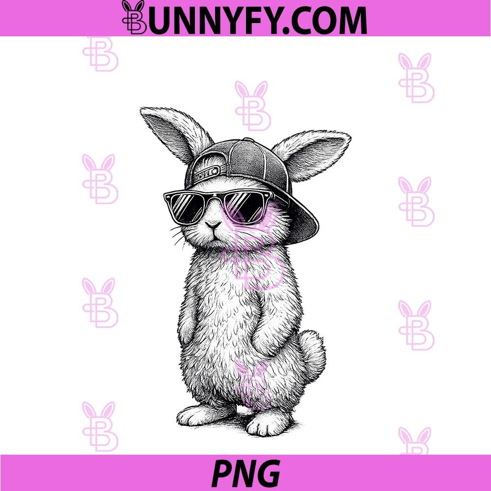 Sunglasses Bunny Face PNG, With Cap Easter Day PNG
