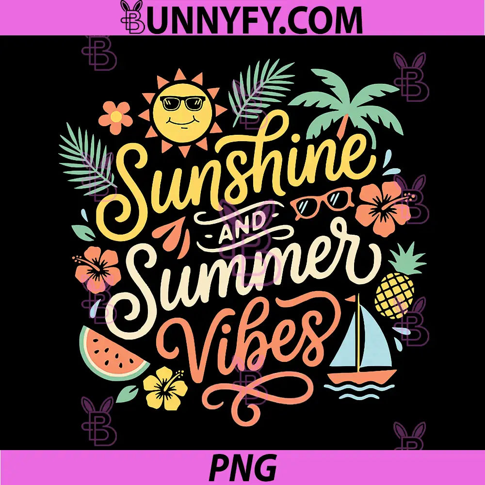 Sunshine and Summer Vibes PNG, Cute Tropical Beach Vacation PNG