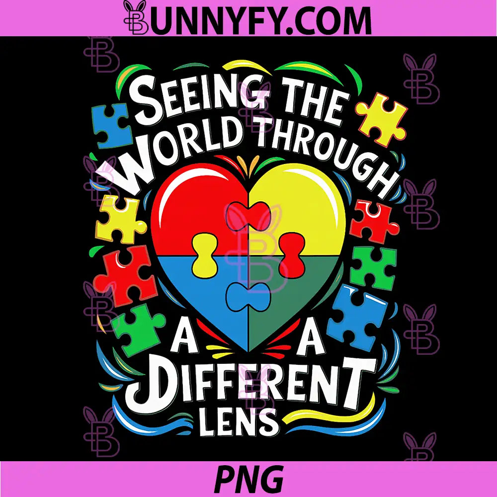 Seeing The World Through A Different Lens PNG, Autism Puzzle Heart PNG
