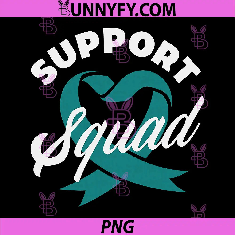 Support Squad Cervical Cancer PNG, Awareness Teal Heart PNG