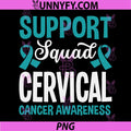 Support Squad Cervical Cancer PNG, Awareness Teal Ribbon Fighter PNG