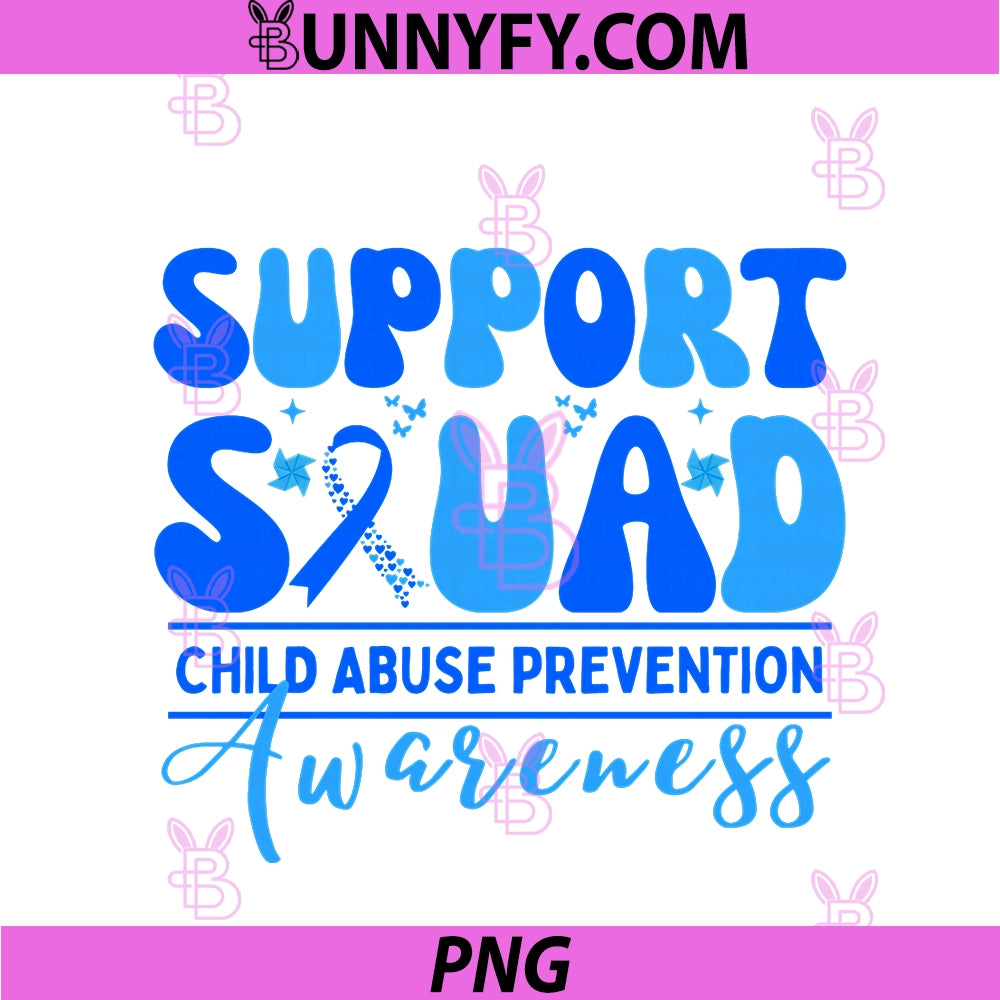 Support Squad Child Abuse Prevention Awareness PNG, Blue Ribbon PNG