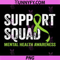 Support Squad Mental Health PNG, Awareness Green Ribbon Vintage PNG
