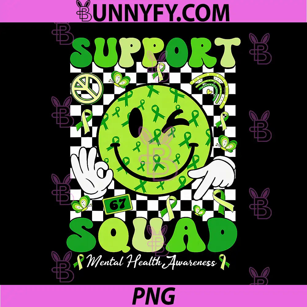 Support Squad PNG, Mental Health Matters Awareness Green Ribbon PNG