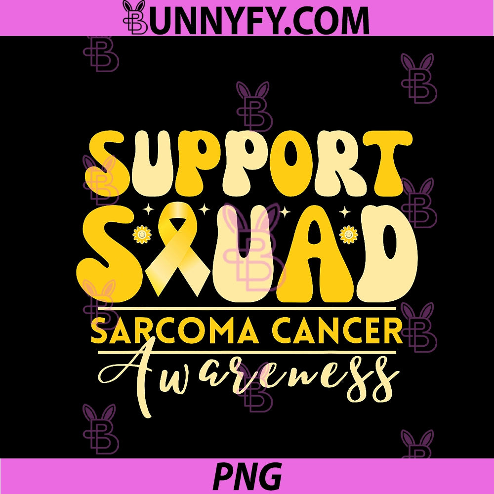 Support Squad Sarcoma Cancer PNG, Awareness Yellow Ribbon Team PNG