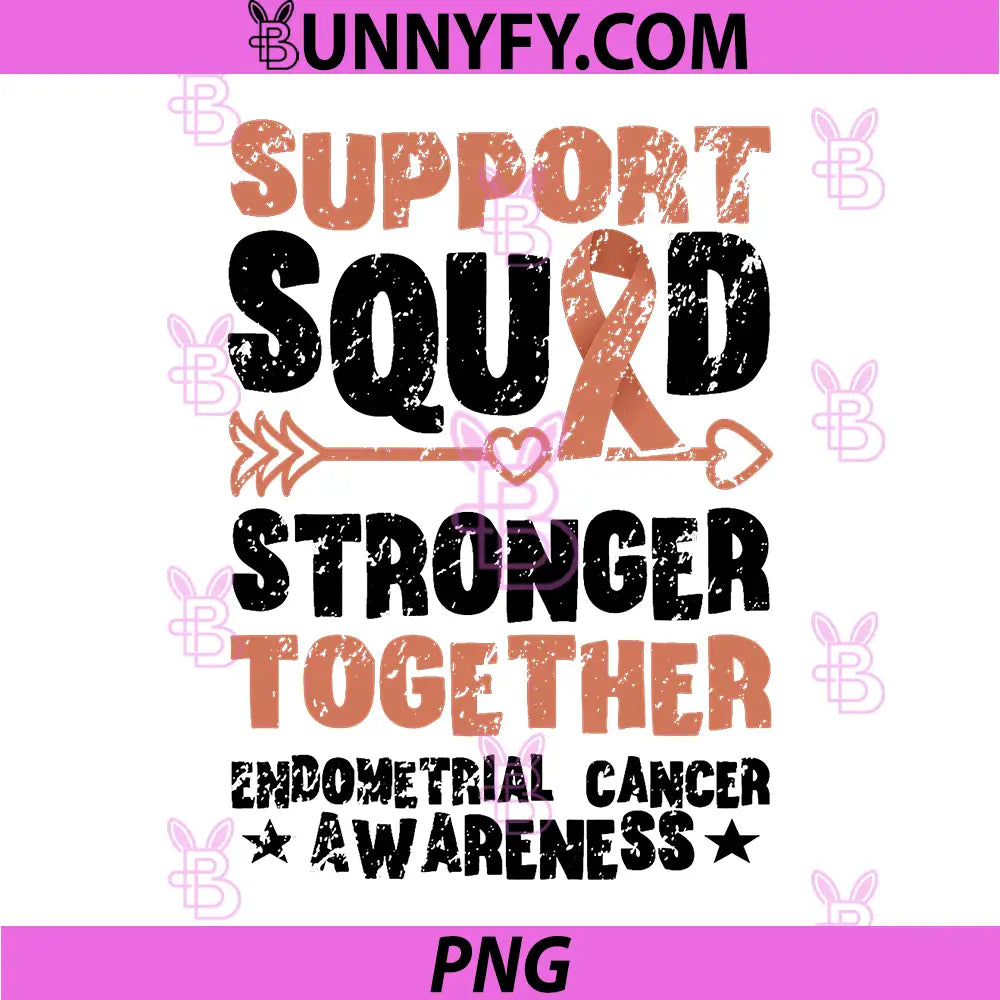 Support Squad Together Vintage PNG, Endometrial Cancer Awareness PNG