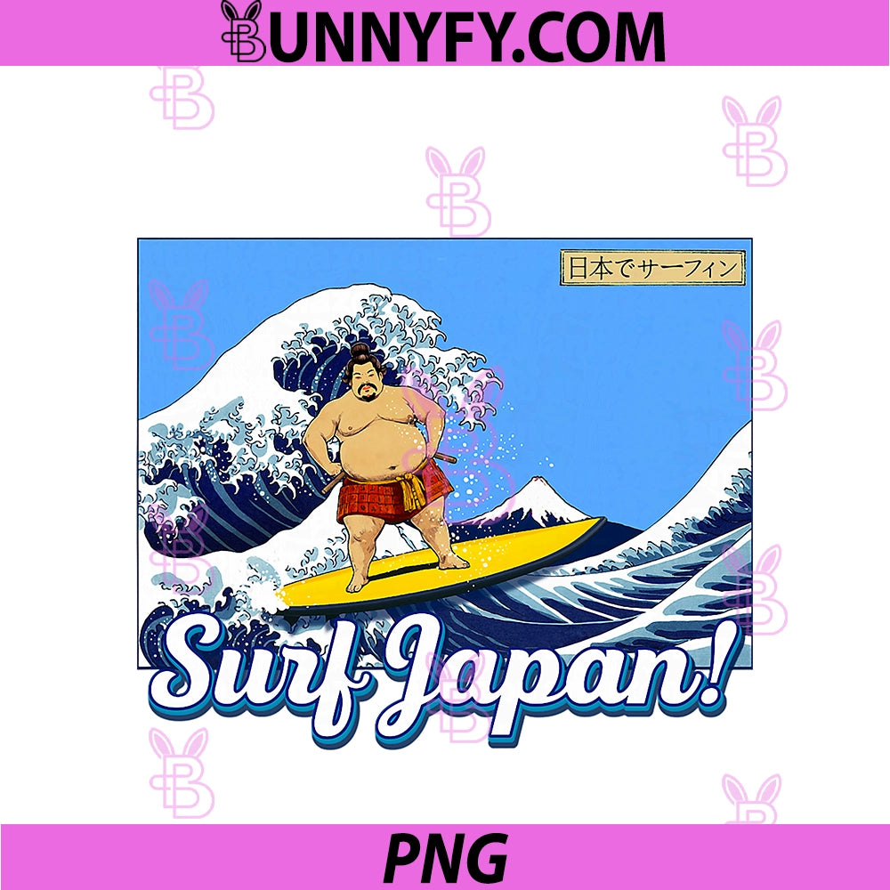 Surf Japan! PNG, Sumo Wrestler Surfing PNG