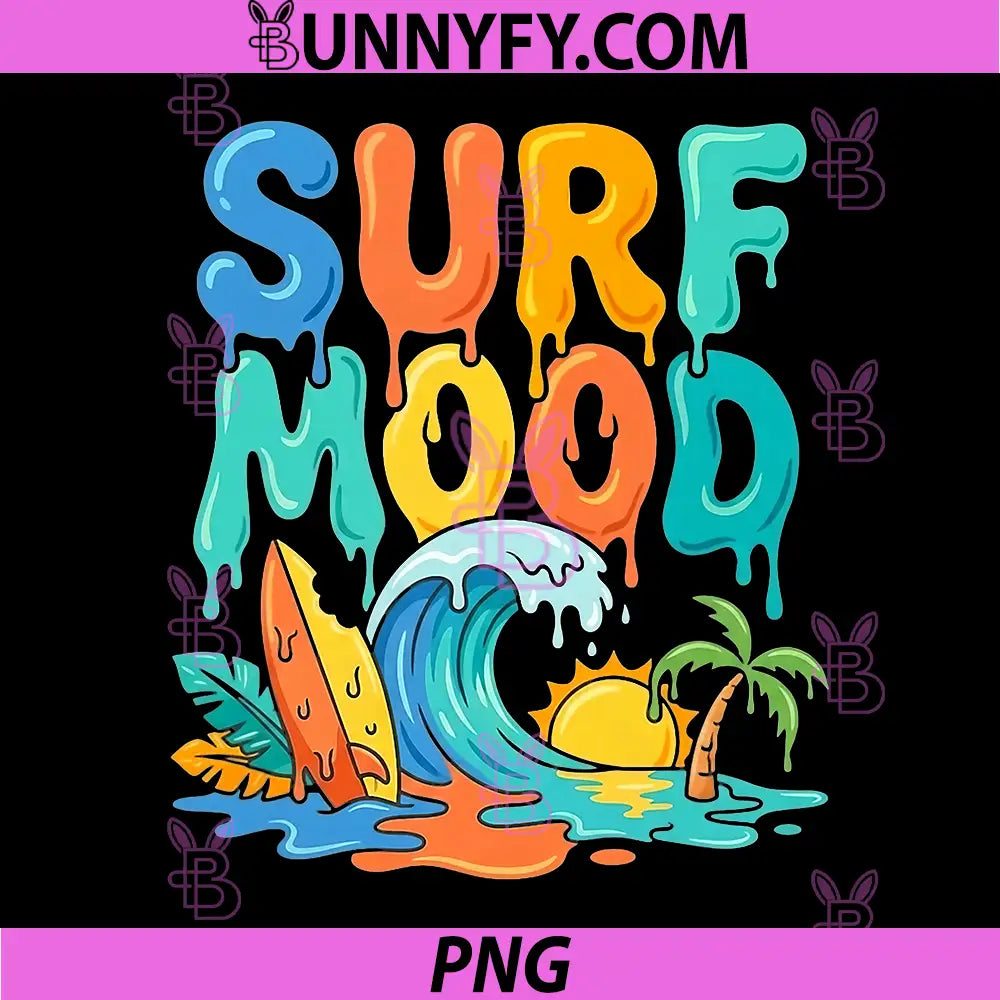 Surf Mood PNG, Tropical Wave Sunset Beach Vibes PNG