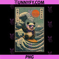 Surfing Panda Great Wave PNG, Kanagawa Mount Fuji Japan Art PNG