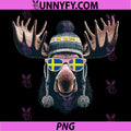Swedish Moose With Flag Sunglasses PNG, Cool Sweden Moose Art PNG