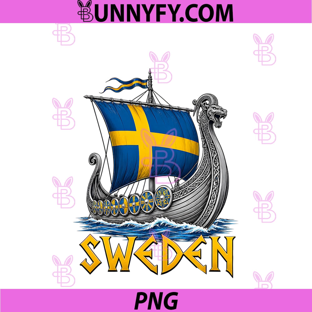 Sweden Viking Ship PNG, Nordic Swedish Scandinavian Pride Design PNG