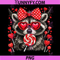 Sweet Raccoon With Heart Glasses Lollipop PNG, Valentine Candy PNG
