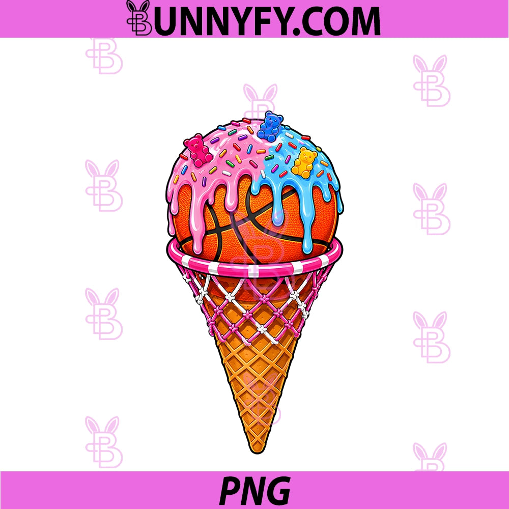 Sweet Sprinkles Ice Cream PNG, Cone Basketball PNG