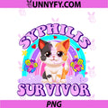 Syphilis Survivor PNG, Funny Cat Sarcastic Y2K Inappropriate Meme PNG