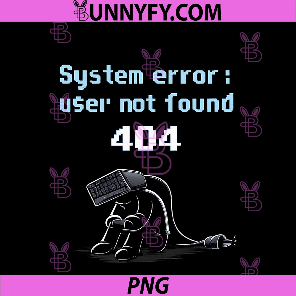System Error User Not Found 404 PNG, Neon Blue DOS Font PNG