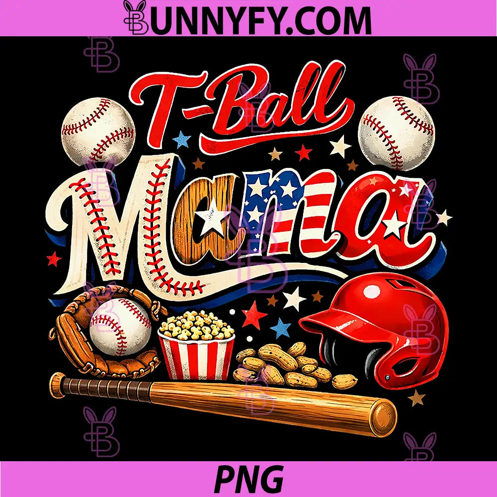 T-Ball Mama PNG, Patriotic Baseball Game Mothers Day PNG