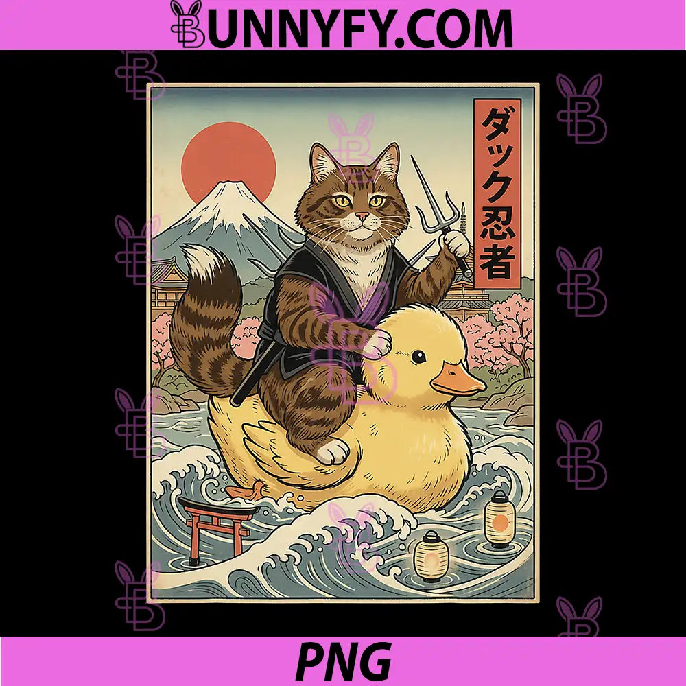 Tabby Cat Ninja Vintage PNG, Japanese Ukiyo-e Art PNG