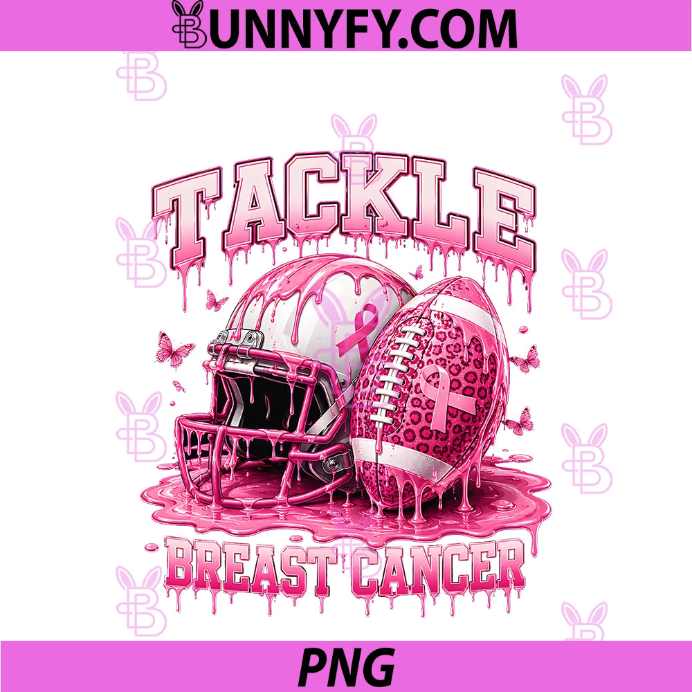 Tackle Football Ice Cream Drip Breast Cancer PNG, Awareness Boys PNG