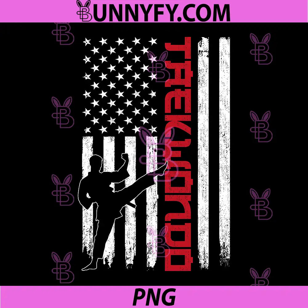 Taekwondo American Flag PNG, 4th of July Martial Arts Lover PNG