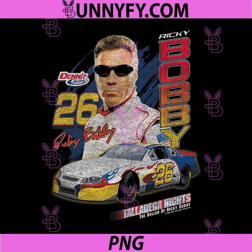 Talladega Nights Ricky Bobby Racing 26 PNG, Vintage Funny Movie PNG