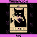Tarot Card Black Cat PNG, Occult Witchy Black Cat Tarot Death PNG