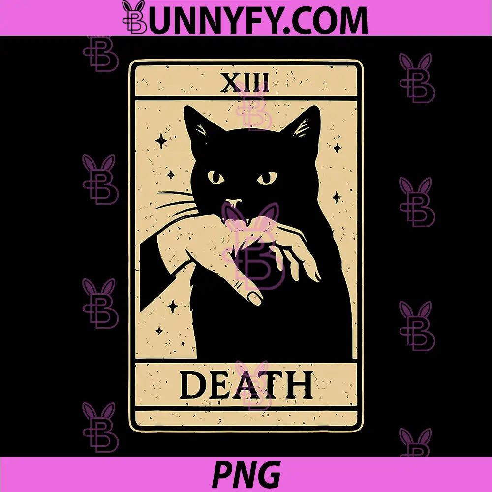Tarot Card Black Cat PNG, Occult Witchy Black Cat Tarot Death PNG
