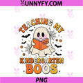 Teaching My Kindergarten Boos Retro PNG, Ghost Halloween Teachers PNG