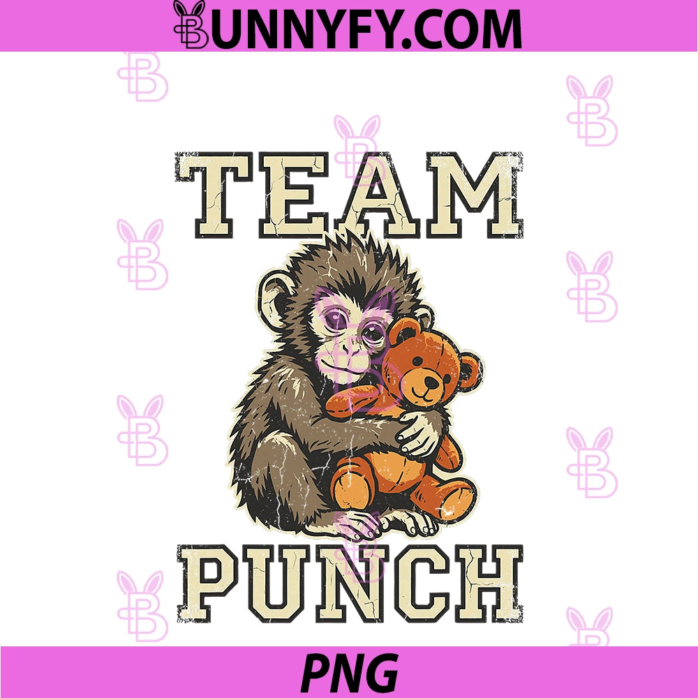 Team Punch Baby Monkey And Plush PNG, Toy Viral Meme PNG
