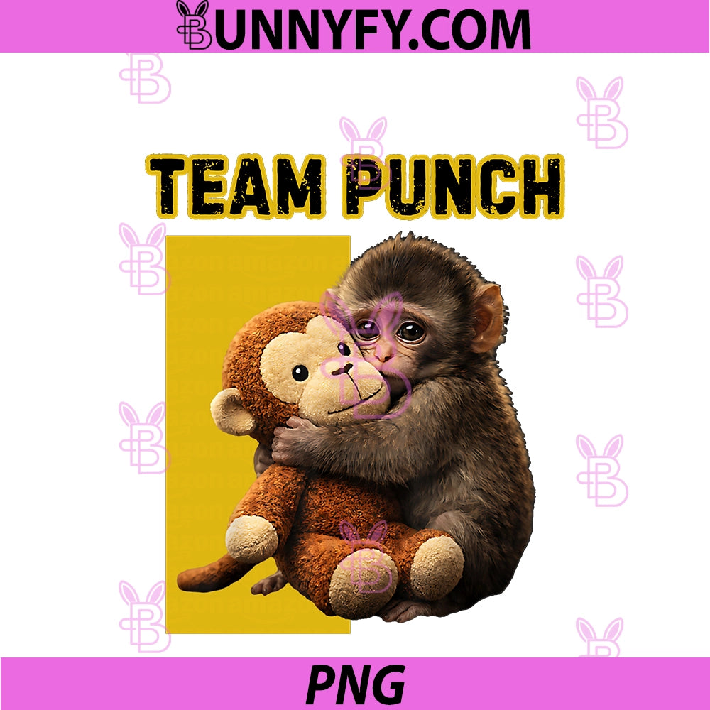Team Punch Cute PNG, Baby Monkey Hugging Toy PNG