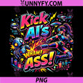 Kick AI’s Wham Ass Futuristic Robot Fight Design PNG, Kick AI’s Wham Ass Cyberpunk Gaming Graphic PNG